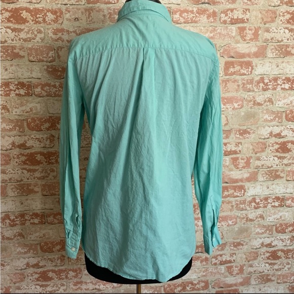 LOFT Softened Shirt Blouse Size Large Long Sleeves Mint Green - Picture 4 of 8